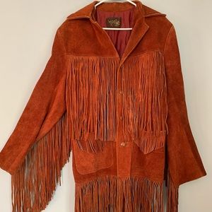 Western leather tassel jacket